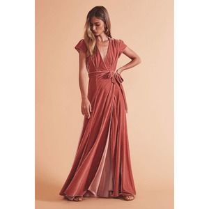 Tularosa Sid Velvet Wrap Dress Wild Rose Small